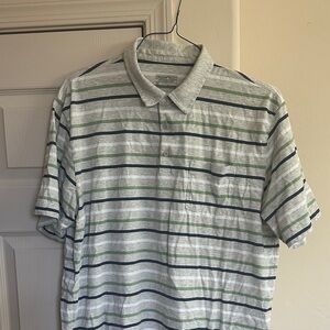 Patagonia Striped Polo Shirt - Green, Gray, and Blue